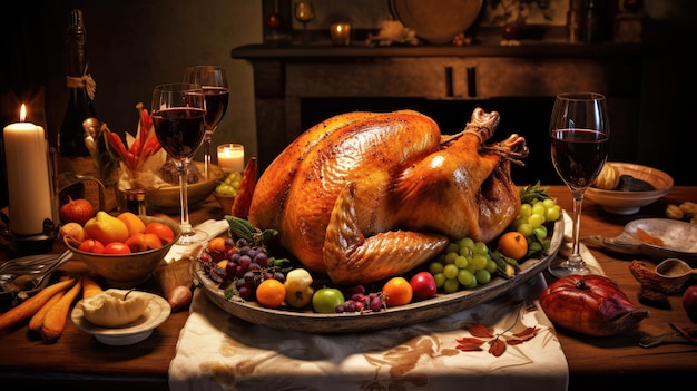 Gebackene Truthahn und andere Thanksgiving-Lebensmittel