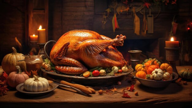 Gebackene Truthahn und andere Thanksgiving-Lebensmittel