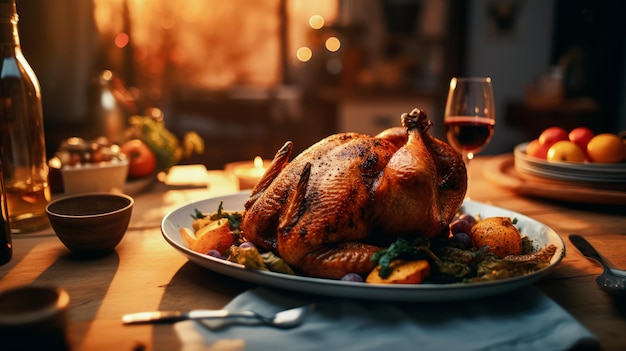 Gebackene Truthahn und andere Thanksgiving-Lebensmittel