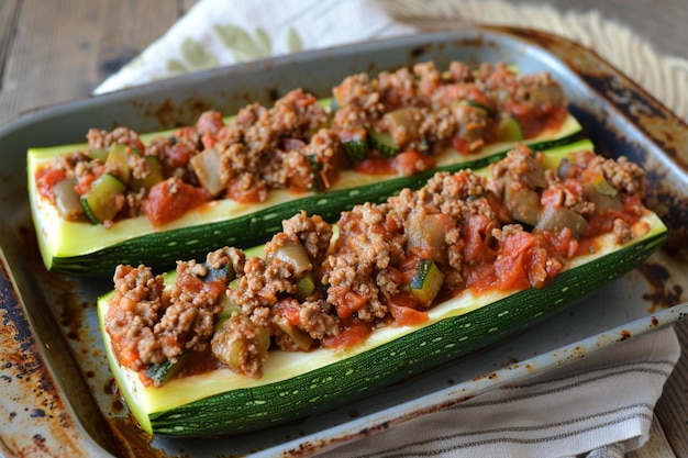 Gebackene Zucchini-Cannelloni-Fleischfüllung