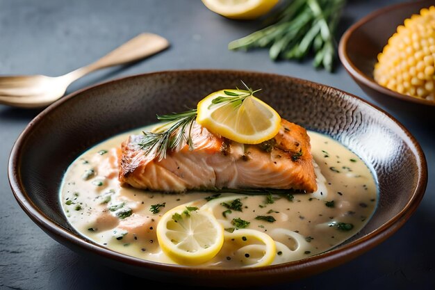 Gebackener Lachs mit Zitronen-Dill-Sauce