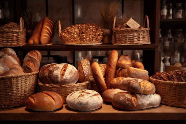 Gebackenes Brot Natürliches Getreidemehl Erzeugen Sie Ai