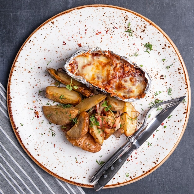 Gebackenes Hähnchenfilet mit Tomaten-Mozzarella Draufsicht