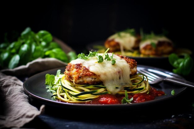 Gebackenes Hühnerparmesan mit Zucchini-Nudeln