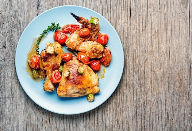 Gebackenes Huhn mit Gemüse