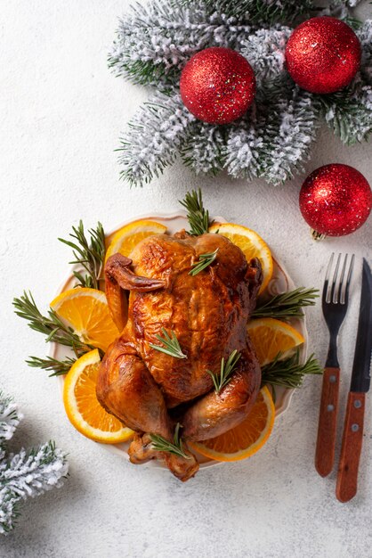 Gebackenes Huhn zum Weihnachtsessen