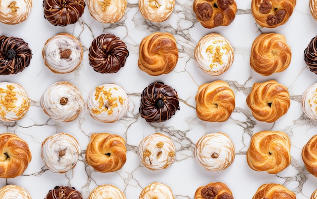 Gebäck nahtlose Muster Hintergrund Zuckerbällchen Gebäck Blätterteig