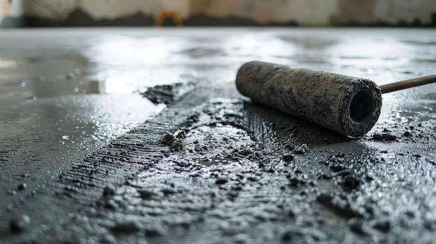 Gebäude-Renovierungs-Hauskonzept Nadelrolle für neuen Beton mit Zementmischung zur Ebenung der Böden