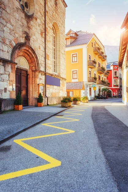 Gebäude und Straßen. Hallstatt. Österreich