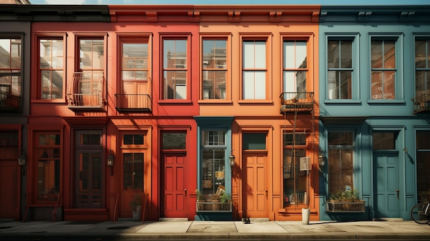 Gebäudewand voller Fenster und farbiger generativer KI