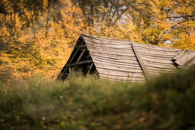 Foto gebaute struktur auf dem feld im herbst