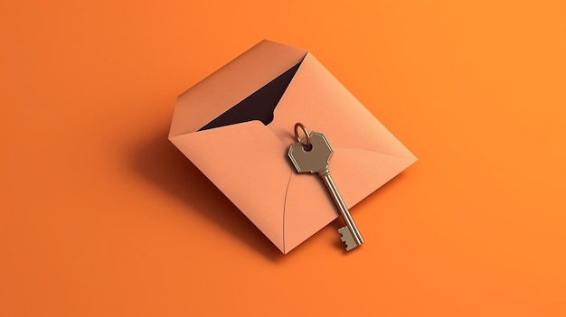 Geben Sie einen offenen Umschlag auf einem orangefarbenen Hintergrund ein