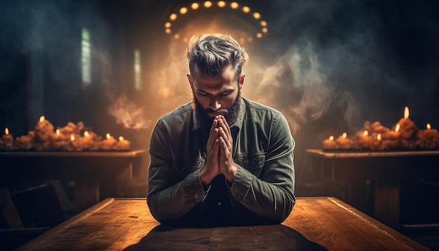 Gebet, christliche Anbetung und religiöser Fotoshoot