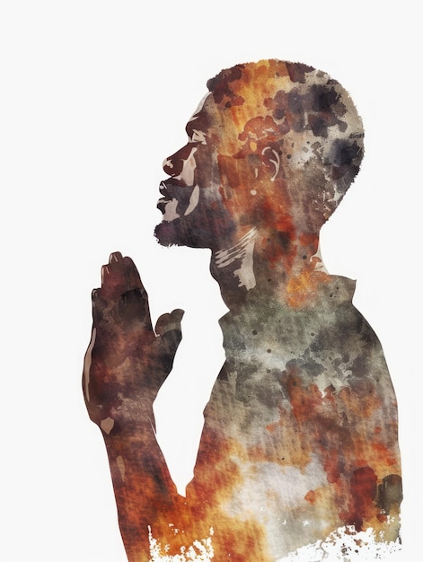 Gebet und Hingabe Junger afroamerikanischer Mann Generative KI