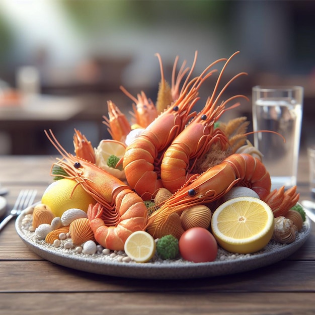 Gebratene Fischkarpfen und frischer Gemüsesalat auf einem hölzernen Tisch