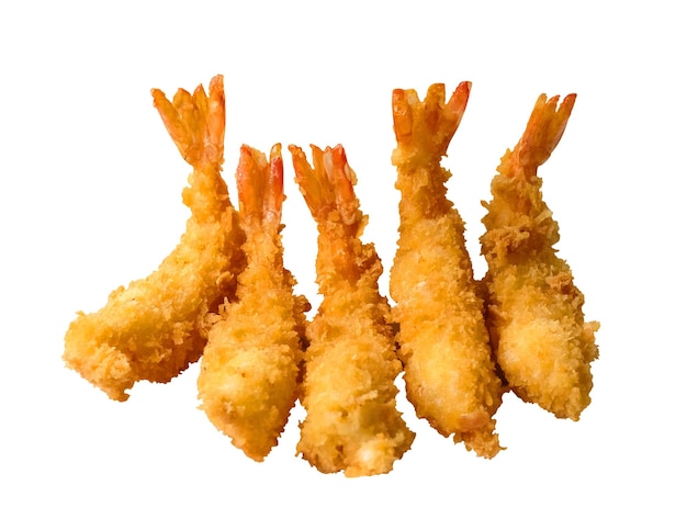 Gebratene Tempura-Garnelen auf weißem Hintergrund