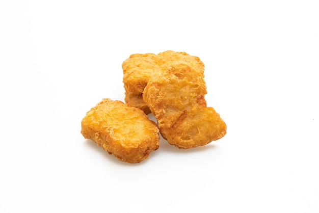 Foto gebratenes chicken nugget isoliert auf weißem hintergrund