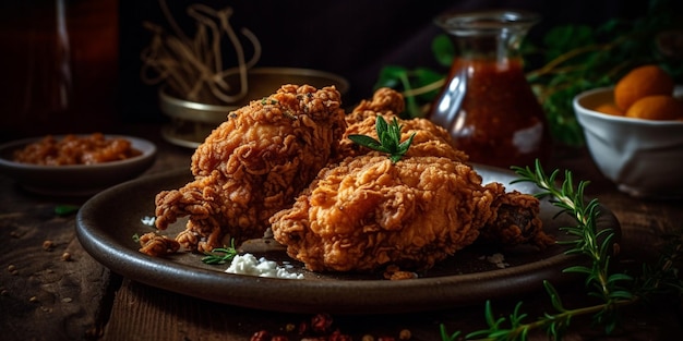 Gebratenes Huhn Köstliche Lebensmittelfotografie