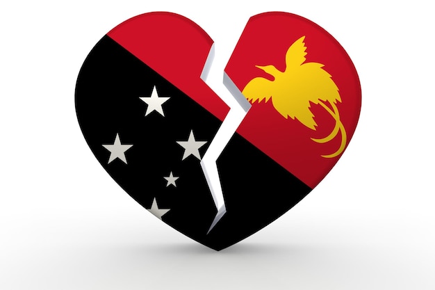 Gebrochene weiße Herzform mit Papua-Neuguinea-Flagge