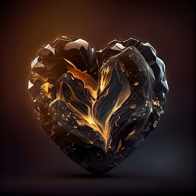 Gebrochenes Herz aus Onyx isoliert auf schwarzem Hintergrund