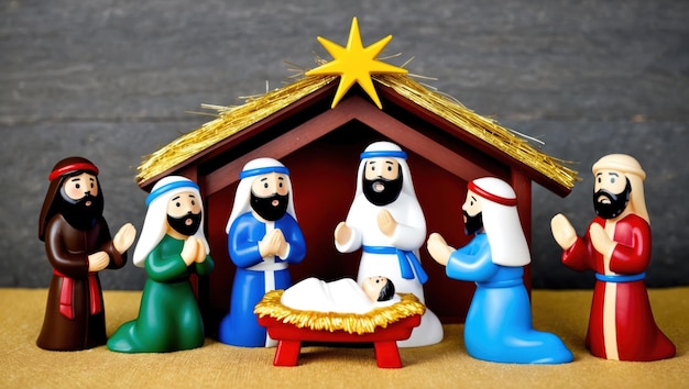 Geburtsstätte mit der heiligen Familie Hirten weise Männer betonen Weihnachtsfeiern