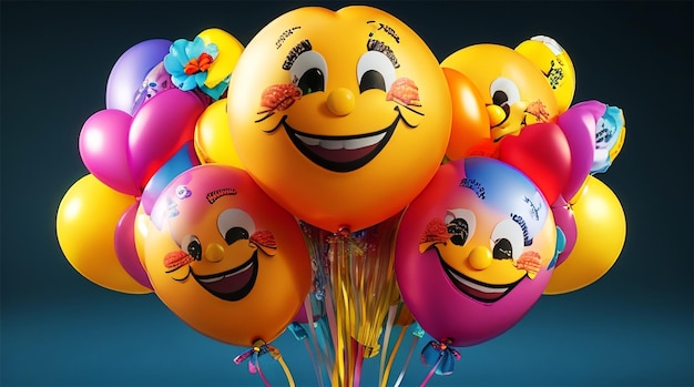 Geburtstags-Smiley-Blumenstrauß-Ballons-Design