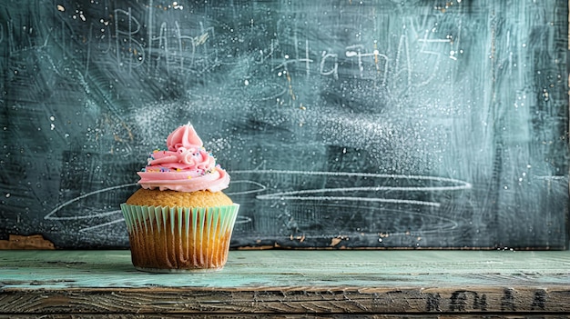 Geburtstagscupcake auf der Tafel