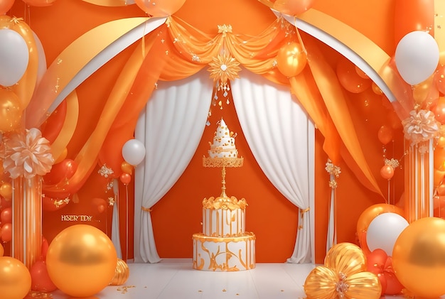 Geburtstagsfeier Charme Königlicher Hintergrund mit attraktiven Schattierungen von Weiß und Orange