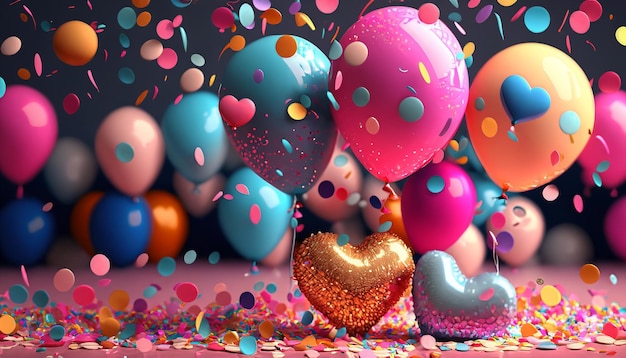 Geburtstagsfeier-Herzballons-Feier HD