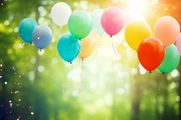Foto geburtstagsfeier mit bunten ballons
