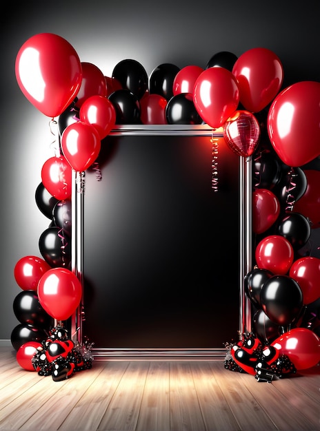 Geburtstagsfeier Poster Design Banner Copyspace Party Hintergrund Ballons Champagnerkuchen