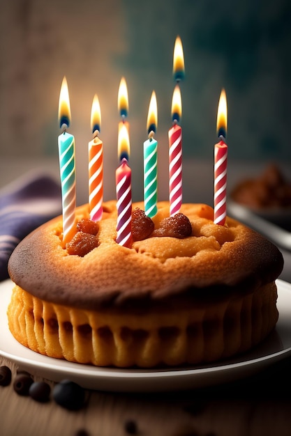 Foto geburtstagsfeiern kuchen und cupcakes mit ballon und kerzen