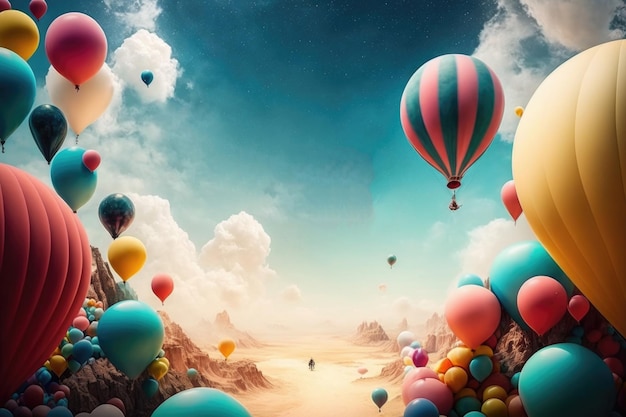 Geburtstagshintergrund mit Luftballons Illustration AI Generative