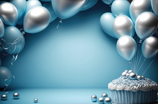 Geburtstagshintergrund mit Luftballons Illustration AI Generative