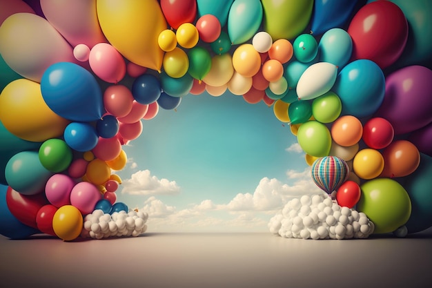 Geburtstagshintergrund mit Luftballons Illustration AI Generative