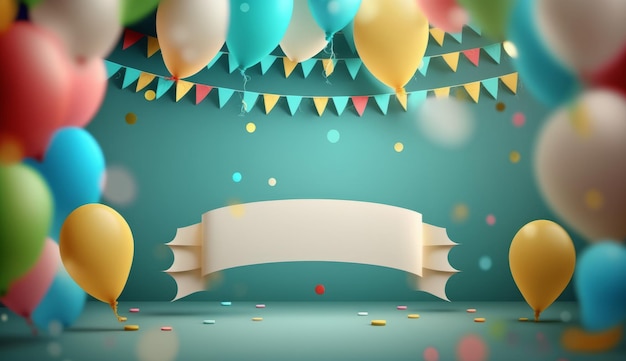 Geburtstagshintergrund mit Luftballons Illustration AI GenerativexA