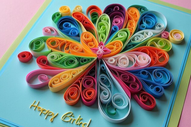 Geburtstagskarte mit Ribbon-Quilling