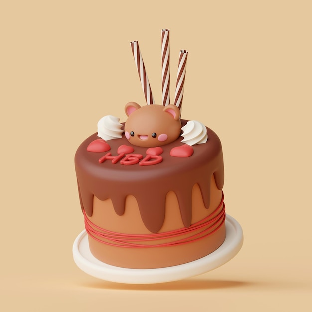 Foto geburtstagskuchen für eine feier happy birthday 3d-illustration