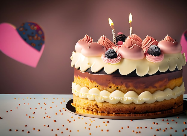 Geburtstagskuchen Süßer Kuchen für eine Überraschung Geburtstag für Jahrestag und Feiern