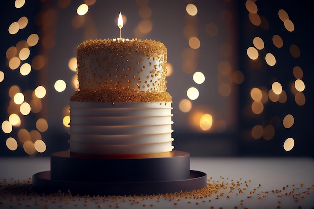 Geburtstagstorte mit Kerzen Illustration Generative AI
