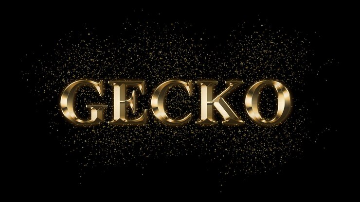 Foto gecko gold text-effekt gold-text mit funken gold-beschichteter text-effekt tiername