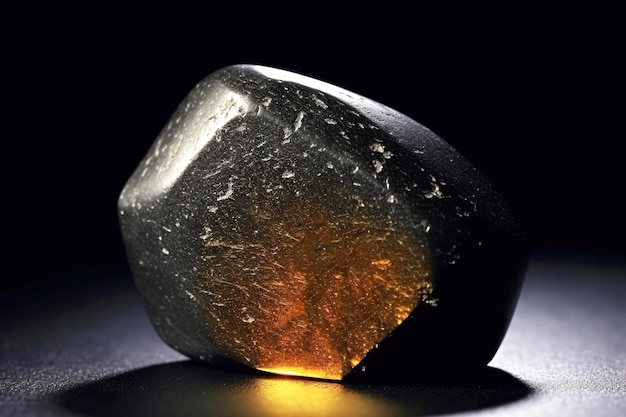 Gedanite é uma pedra natural preciosa rara em fundo preto gerado por IA Header banner mockup com