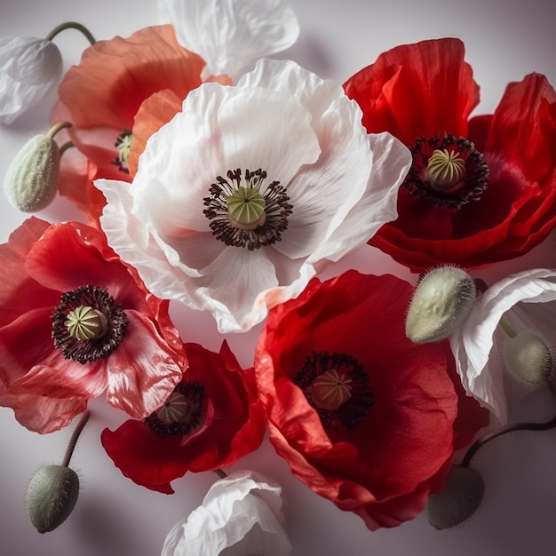 Gedenken an die Opfer gefallener Soldaten mit Mohnblumenkreuzen und Medaillen