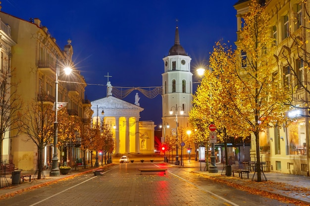 Gediminas Prospekt bei Nacht Vilnius Litauen