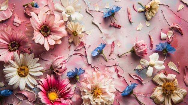 Gedrückte Blume auf rosa Hintergrund