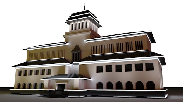 gedung sate bandung en 3d