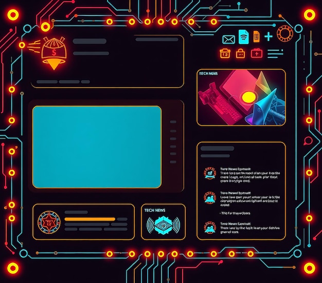 Geek Layout para un streamer amante de la tecnología con colores brillantes Geek Elements un diseño de interfaz de juego