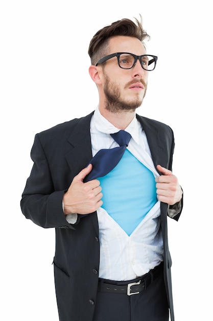 Geeky hipster abertura camisa estilo super-herói