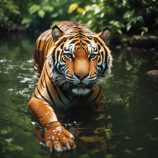 Foto gefährlicher tiger in freier wildbahn