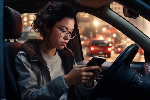 Foto gefährliches fahren während des online-chats